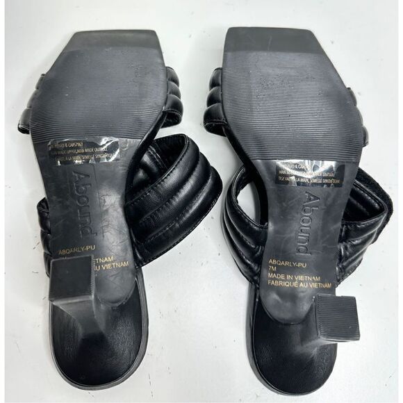 Abound Sandals Womens Size 7 Qarly Heeled Black Square Toe Slip On Open Toe Heel - Picture 9 of 9